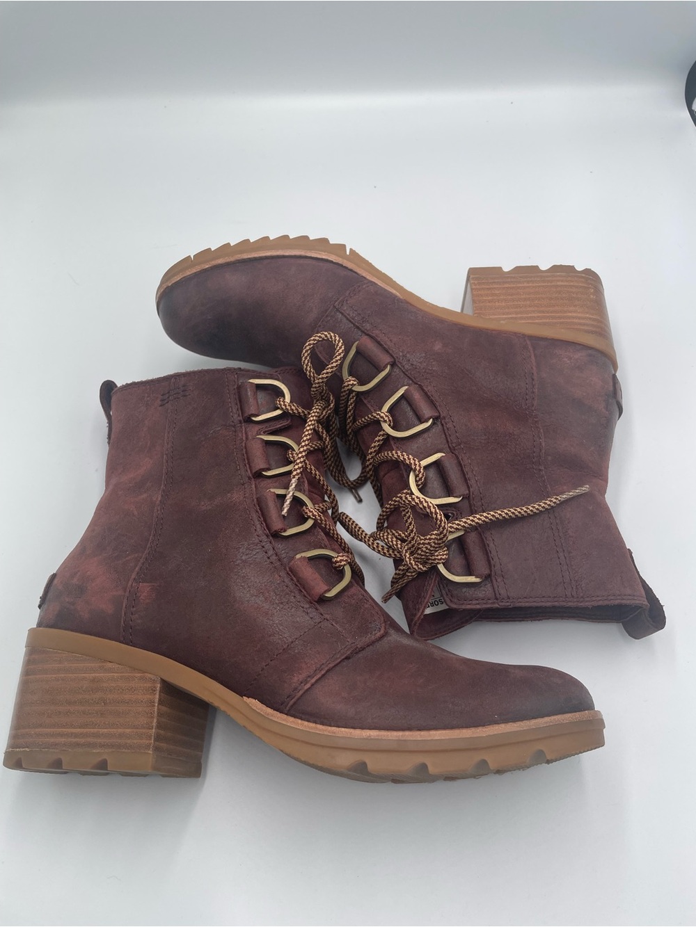 Sorel Cate Lace-up Boots Redwood Burgundy Size 9 - Picture 3 of 6